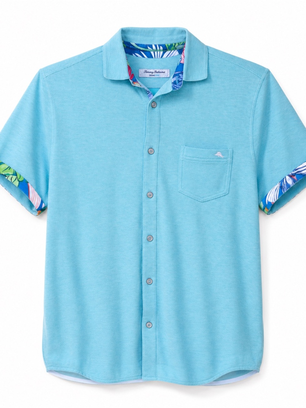 Tommy Bahama Jungle Canopy Five O'Clock IslandZone Shirt Aqua Blue Mens Size M